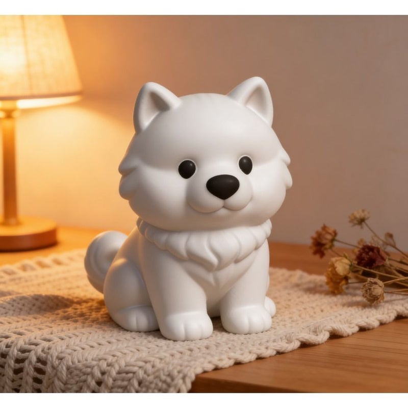 White Samoyed Dog Statue For Garden Landscaping Desktop Entryway Decor Lifelike Design Holiday Gifting Home Decoration Bookshelf Ornament Perfect Present For Dog Lovers - Image 2