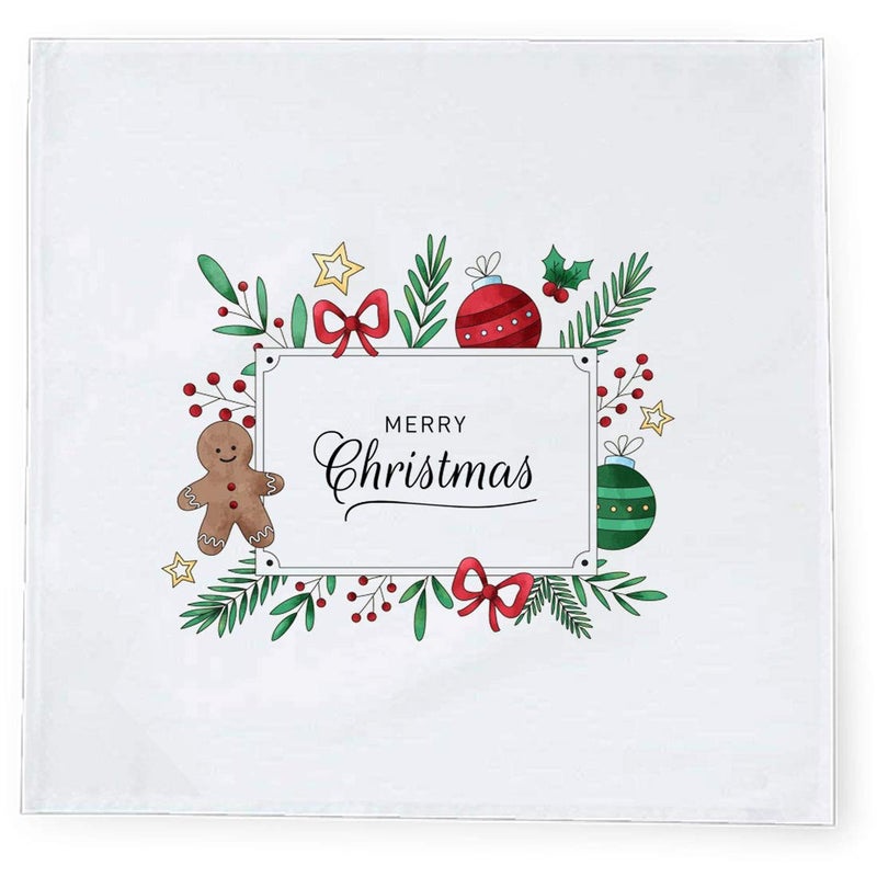 Khakee 6 Pcs Christmas Theme Tafta Silk Table Napkins 10x 10 for Xmas Decoration Christmas OrnamentsChristmas Gift npxmas107P - Image 2