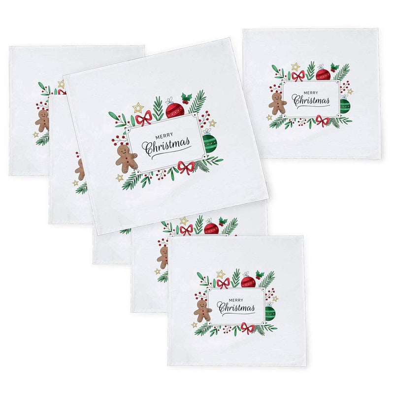 Khakee 6 Pcs Christmas Theme Tafta Silk Table Napkins 10x 10 for Xmas Decoration Christmas OrnamentsChristmas Gift npxmas107P - Image 1