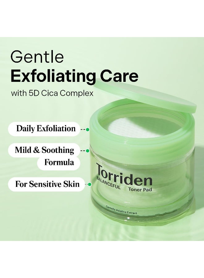 Torriden Balanceful Toner Pads With 5D Cica Complex, Lha & Pha 180Ml | Gentle Exfoliating & Soothing Vegan Pads | For Sensitive & Acne-Prone Skin - 60 Sheets - Image 2