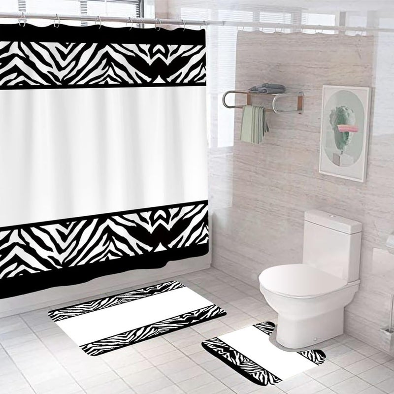 Kuber Industries Kuber Industries Shower Curtain & Bathmat Set | Non-Slip Bath mats for Bathroom | Easy-Slide Curtains | Polyester Curtain or Bathmat for Bath D�cor | XTL265-3T | 3 Pcs Set | Multicolor  - Image 1