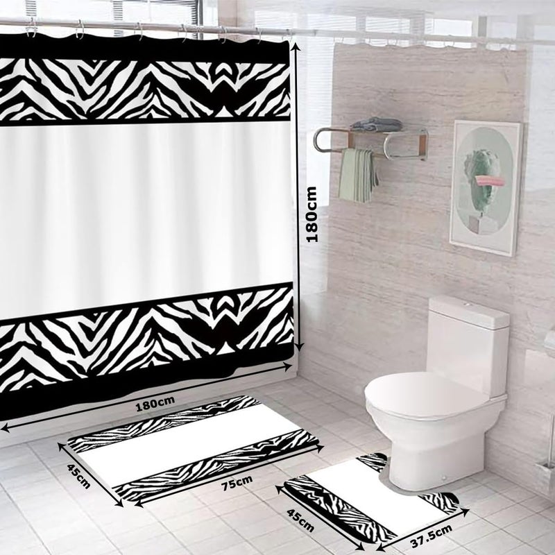 Kuber Industries Kuber Industries Shower Curtain & Bathmat Set | Non-Slip Bath mats for Bathroom | Easy-Slide Curtains | Polyester Curtain or Bathmat for Bath D�cor | XTL265-3T | 3 Pcs Set | Multicolor  - Image 5