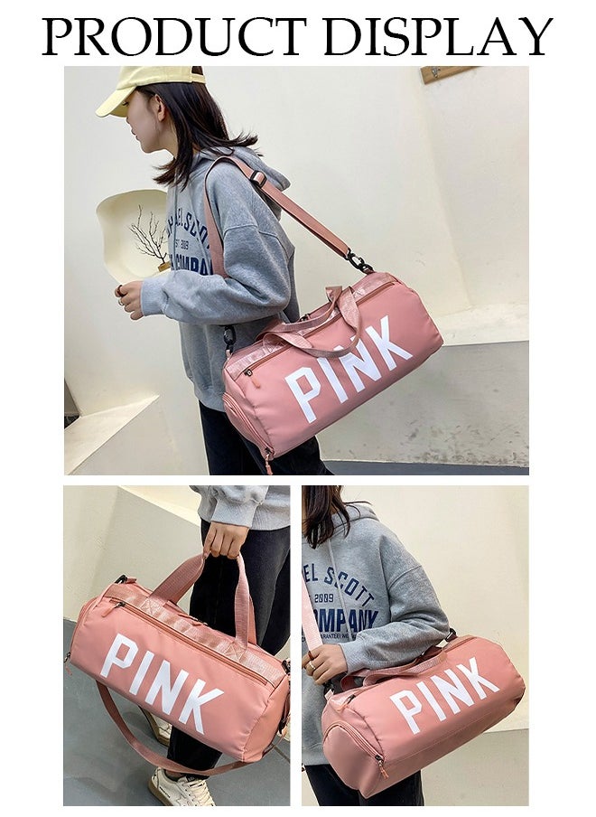 DUNISO - Sports Small Gym Bag for Men and Women Travel Duffel Bag Workout Bag with Shoes Compartment&Wet Pocket(Pink) - Image 1