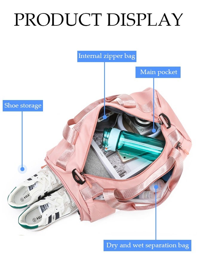 DUNISO - Sports Small Gym Bag for Men and Women Travel Duffel Bag Workout Bag with Shoes Compartment&Wet Pocket(Pink) - Image 1
