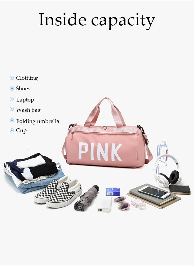 DUNISO - Sports Small Gym Bag for Men and Women Travel Duffel Bag Workout Bag with Shoes Compartment&Wet Pocket(Pink) - Image 1