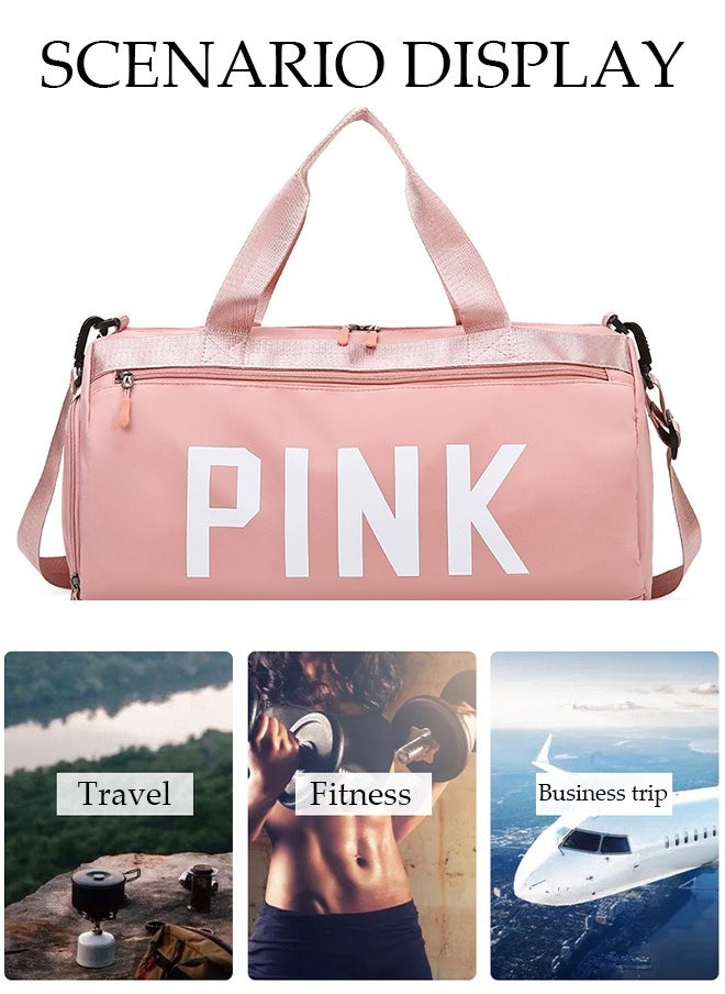 DUNISO - Sports Small Gym Bag for Men and Women Travel Duffel Bag Workout Bag with Shoes Compartment&Wet Pocket(Pink) - Image 1