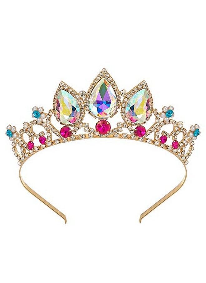 SWEETV Rapunzel Tiara For Girls Birthday And Costume Aurora Borealis Crystal Princess Tangled Crown Headband For Kids Cosplay Wedding Hair Accessories For Flower Girls  - Image 3