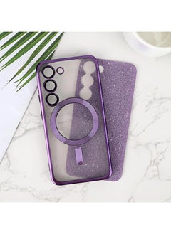 ShebSheb for Samsung Galaxy S23 Case Glitter, Clear Magnetic Phone Cases with Camera Lens Protector [Compatible with MagSafe] Bling Sparkle Plating Soft TPU Slim ShockProof Protective Cover  - Image 2