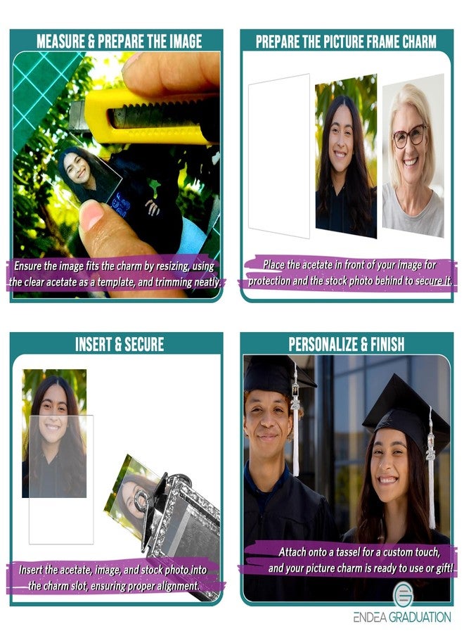 Endea Graduation Tassel with Personalized Custom Photo Frame Charm and Bling Year Date (Black/Gold, 2026) - Image 5