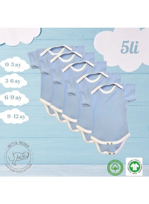 Betül Bebek Betul Baby 5-Pack Organic Cotton Baby Bodysuit with Snaps  - Image 4