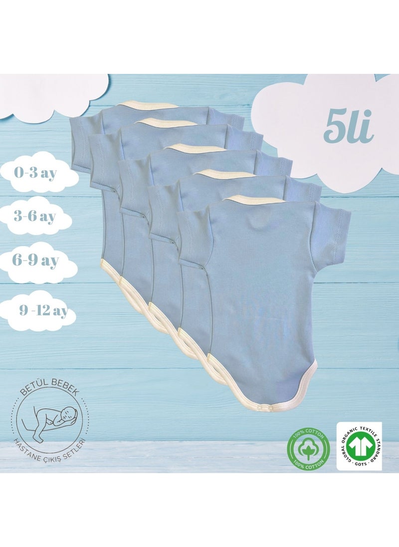 Betül Bebek Betul Baby 5-Pack Organic Cotton Baby Bodysuit with Snaps  - Image 3
