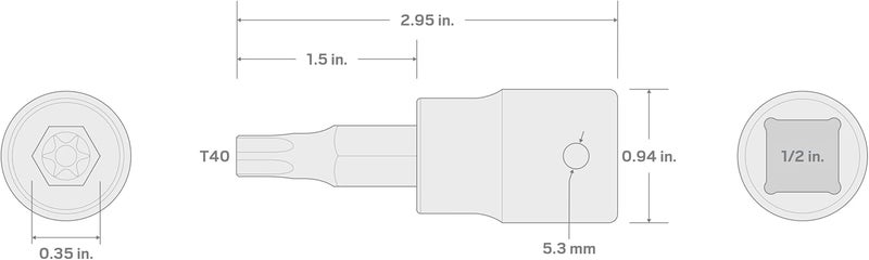 Tekton 1/2 Inch Drive x T40 Torx Impact Bit Socket | SIB24240 - Image 4