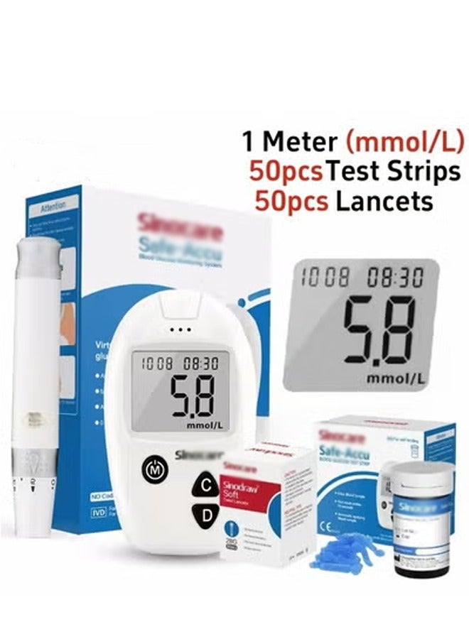 Generic Blood Glucose Monitoring System With 50 Test Strips And Lancets  - Image 1