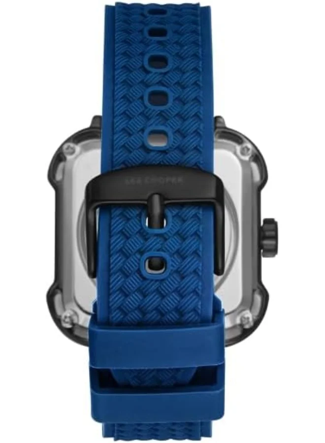 Lee Cooper LEE COOPER Men's G3265ZH Movement Watch, Automatic Display and Silicone Strap - LC08072.099, Dark Blue