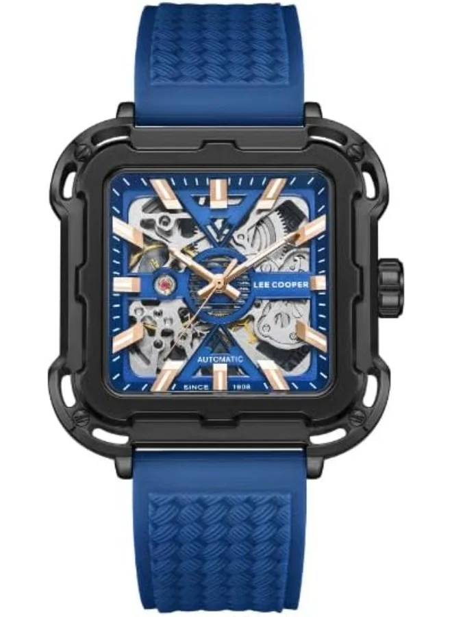 Lee Cooper LEE COOPER Men's G3265ZH Movement Watch, Automatic Display and Silicone Strap - LC08072.099, Dark Blue