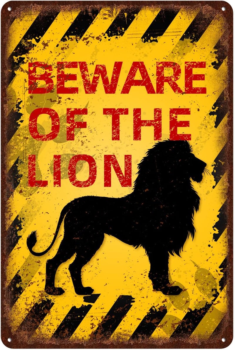 kengtou Vintage Lion Metal Sign - Beware of the Lion - Image 1