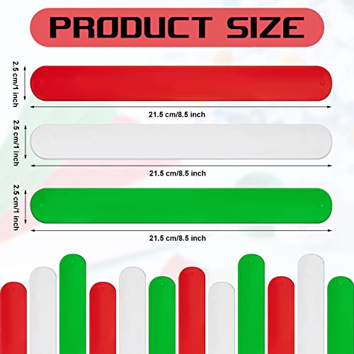 Charniol 12 Pieces Wrapping Paper Roll Holder Holiday Flip Wrap Silicone Covered Metal Strips 1'' x 9'' Stabilizer Slap Band for Christmas Poster Gift Paper Vinyl Storage Organize, White Red Green - Image 2