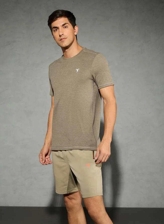 Technosport Technosport Men Solid Slim Fit Crew Neck T-Shirt
