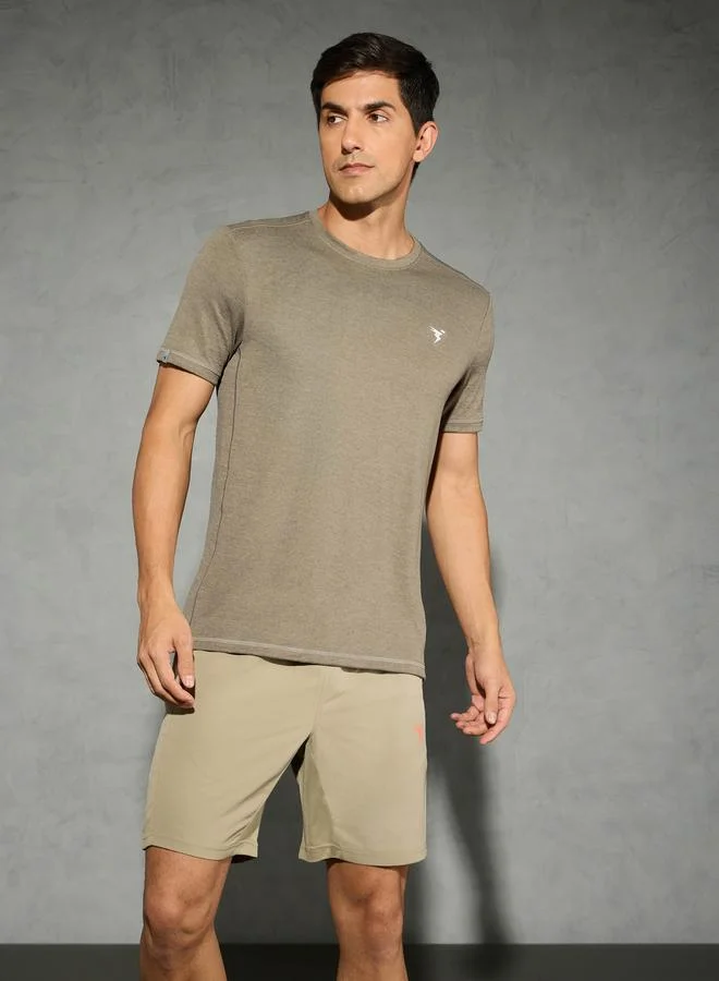 Technosport Technosport Men Solid Slim Fit Crew Neck T-Shirt