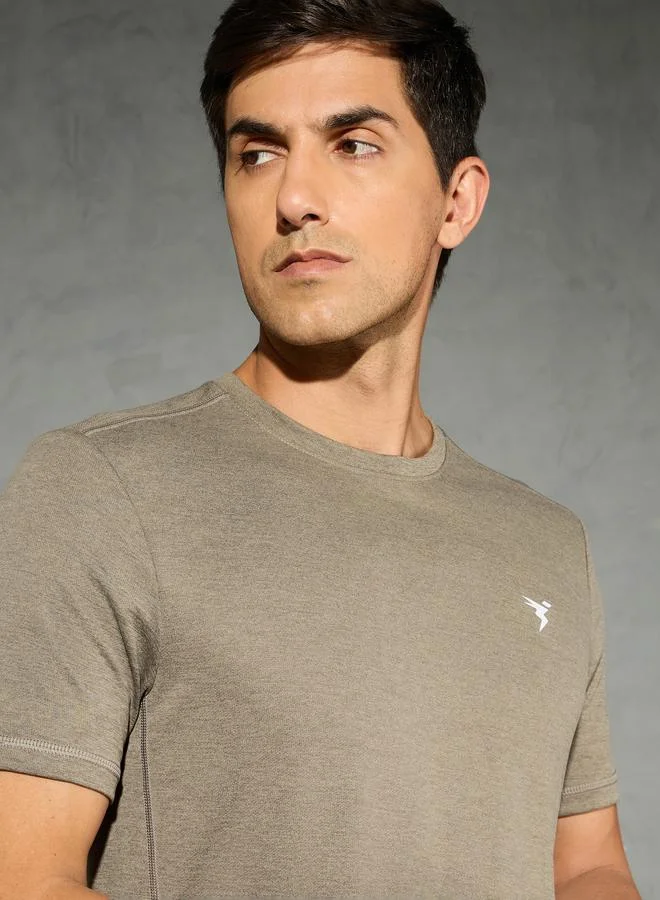 Technosport Technosport Men Solid Slim Fit Crew Neck T-Shirt