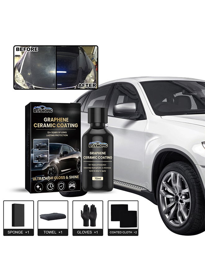 RAYHONG Graphene Ceramic Coating, New Plastics Parts Crystal Coatings Car High Gloss Protective Layer, Upgrade Crystals Coating For Cars Plastic Restorer Refurbish Agent, With Sponge*1, Towel*1, Gloves*2, Coated Cloth*2 - Image 2