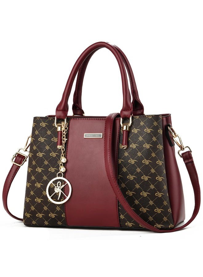 KURGOOL Women Purses and Handbags Top Handle Satchel Shoulder Bags Messenger Tote Bag for Ladie, F-wine, 11.81L * 8.27H * 5.12W inches (30cm*21cm*13cm) - Image 1