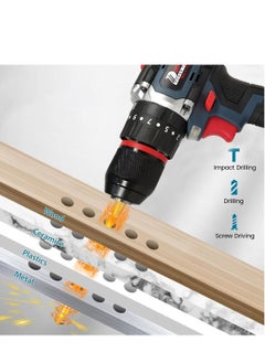 DEFAONS DEFAONS 48VF Cordless Power Drill Lithium Ion Electric Screwdriver Adjustable Torque Variable Speed High Power Motor LED Light Forward and Reverse Switch for Drilling Metal Wood Concrete and Tiles  - Image 5