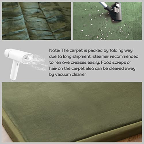 MAXYOYO Coral Velvet Area Rug, Thick Japanese Tatami Mat Living Room Carpet with Non-Slip Backing, Large Solid Color Mat for Bedroom Dormitory Yoga, Olive Green, 59"x 78" - Image 4