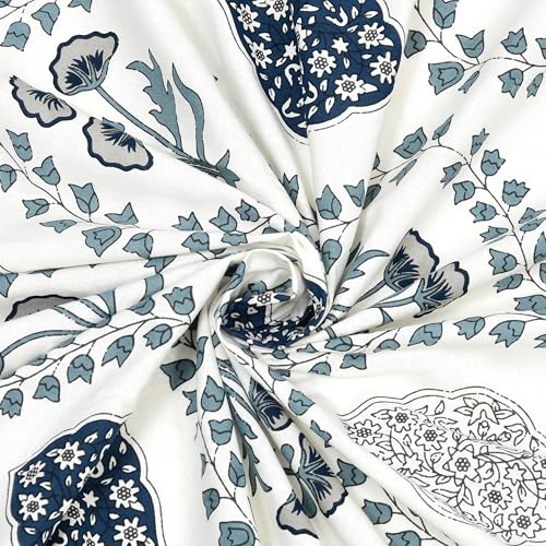 BLOCKS OF INDIA 200TC Diwan Set Cotton 8 Piece | Deewan Printed Bedsheet Sets for Living Room Hall (Set of 8 Piece, 1-Bed Sheet | 2-Bolster Cover | 5-Cushion Cover (Royal Blue Motif) - Image 5