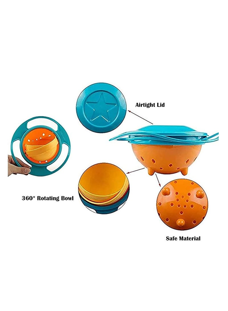 Gyro Bowls for Kids - Spill Resistant Magic Bowl Creative Gyro Bowl | Newborn Feeding Bowls with Lid 360 Degree Rotating Toddler Mess Free Snack Bowls for Babies