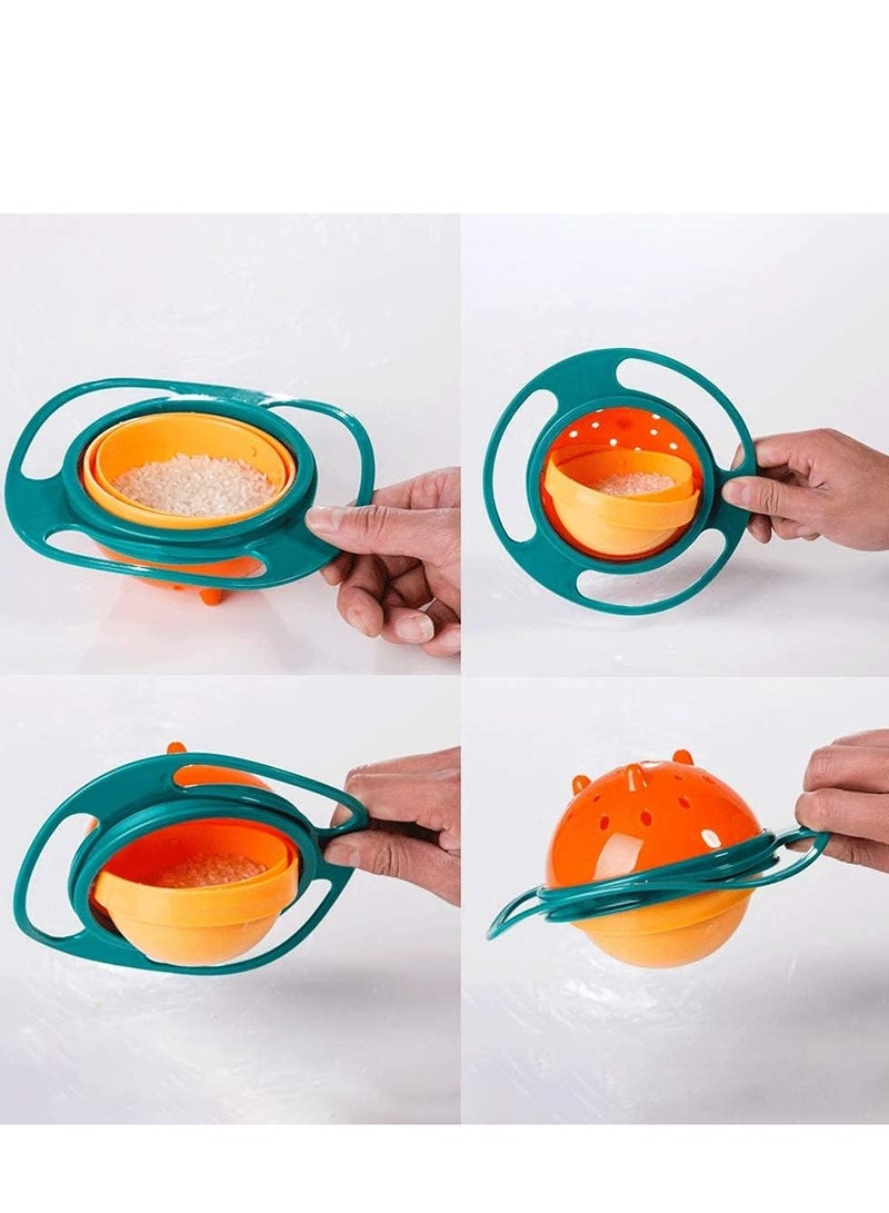 Gyro Bowls for Kids - Spill Resistant Magic Bowl Creative Gyro Bowl | Newborn Feeding Bowls with Lid 360 Degree Rotating Toddler Mess Free Snack Bowls for Babies
