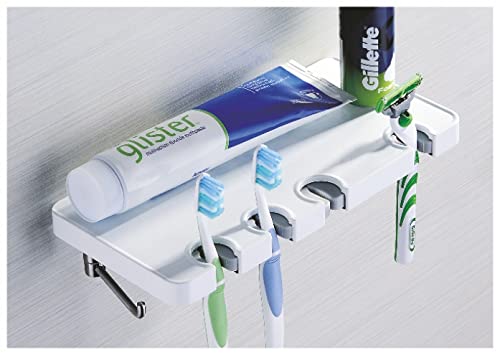 PERK PERK Shelf with Tooth Brush Holder with Hook use in Bathroom as Multifunctional Item Italian Concept Material Toothbrush Holder in P E R K Bathroom Accessories  - Image 3