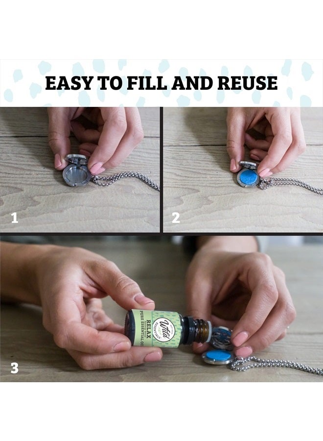 mEssentials Wild Essentials Flamingo Essential Oil Car Vent Diffuser Kit With Lavender, Lemongrass, Peppermint, Orange Oils, Stainless Steel Locket Pendant, 8 Refill Pads, Customizable Color Changing Air Freshene - Image 4