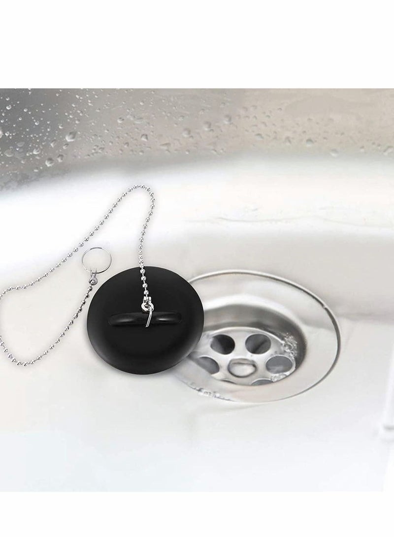 2 Pcs Tub Stopper Bathroom Sink Drain Plug Silicone Bathtub with Chains for Kitchen Drains - Image 3