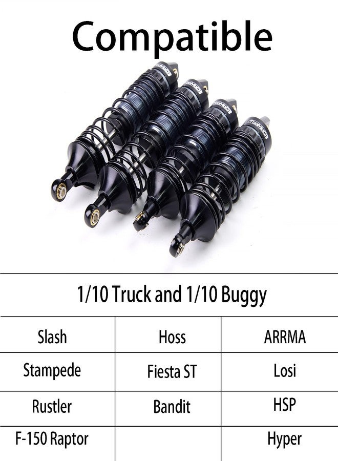 TOOMOD 1/10 RC Oil Shock Absorber Big Bore Absorber Damper Set Compatible with Traxxas Slash 2WD/ 4X4, Rustler 2WD/ 4X4 VXL, Stampede, Hoss, Bandit Part Upgrades Replace of 5862 (Black/Gray) - Image 2