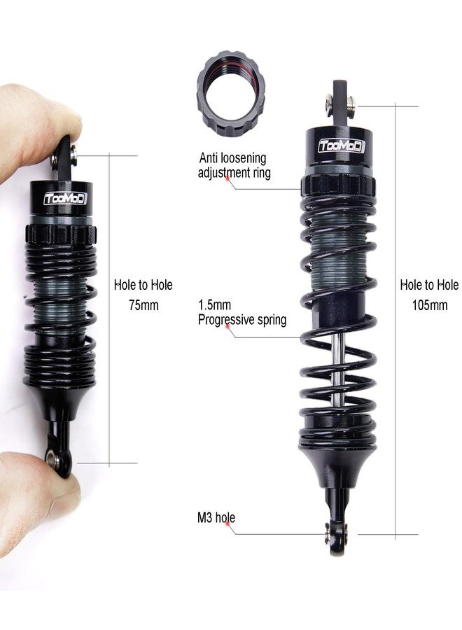 TOOMOD 1/10 RC Oil Shock Absorber Big Bore Absorber Damper Set Compatible with Traxxas Slash 2WD/ 4X4, Rustler 2WD/ 4X4 VXL, Stampede, Hoss, Bandit Part Upgrades Replace of 5862 (Black/Gray) - Image 4