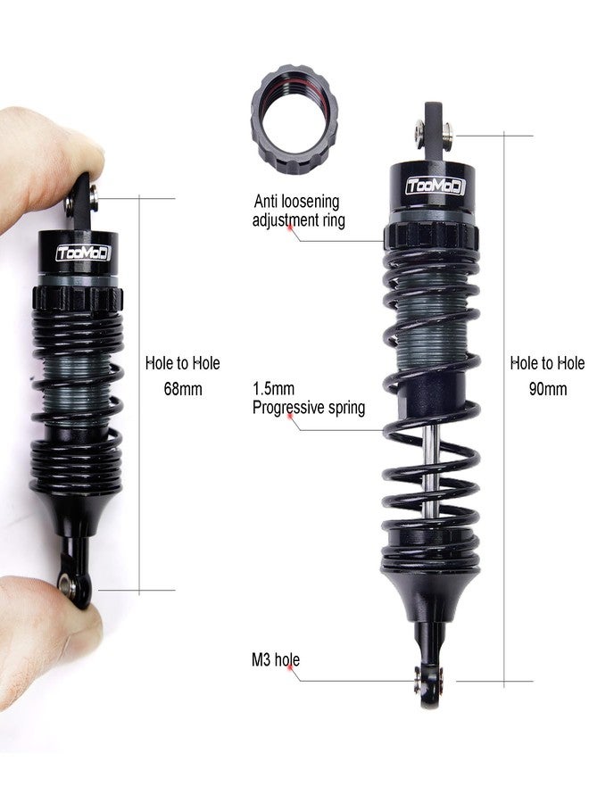 TOOMOD 1/10 RC Oil Shock Absorber Big Bore Absorber Damper Set Compatible with Traxxas Slash 2WD/ 4X4, Rustler 2WD/ 4X4 VXL, Stampede, Hoss, Bandit Part Upgrades Replace of 5862 (Black/Gray) - Image 3
