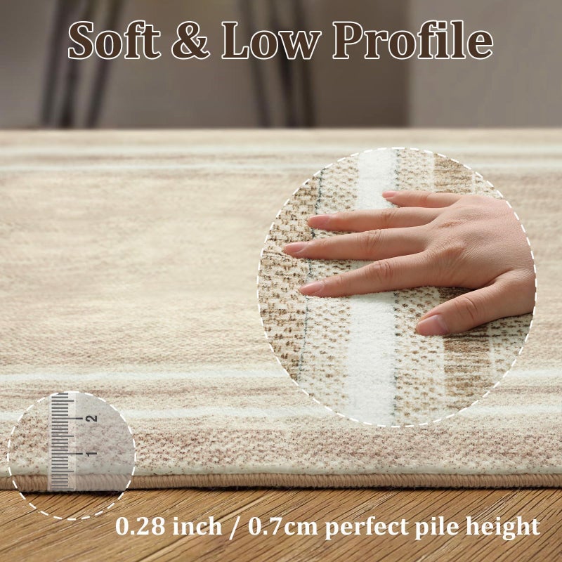 OJIA Modern Bordered Kitchen Rugs Non Slip Washable, Printed 2'x3' Entryway Rug Thin Soft Small Area Rug Indoor Door Mat Non-Shedding Throw Carpet Bathroom Runner for Bedside Bedroom - Image 4
