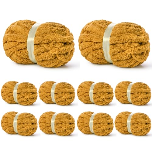 OMoiut 10 Pack of Turmeric Soft Jumbo Chunky Yarn for Hand Knitting,Thick Blanket Yarn for Crocheting, #10 Super Bulky Yarns, 220yds/70.5oz Fluffy Chunky Chenille Yarns for Crocheting. - Image 1