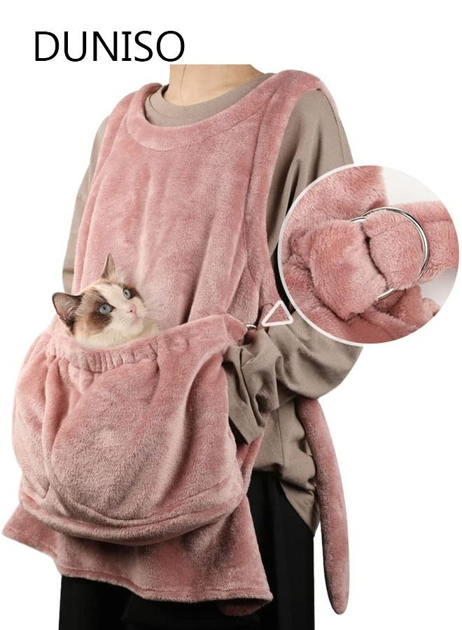 DUNISO Adjustable Cat Holding Apron Vest Type Pet Carrier Kitten Sleeping Bag Wearable Strip Pocket Hands-Free Bag for Holding Pet Puppies Cats  - Image 1
