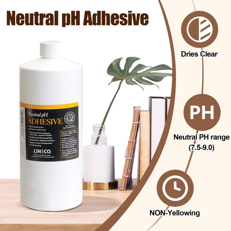 Lineco Neutral pH Acid-Free All-Purpose PVA Adhesive, Dries Clear, Flexible, 1 Quart, Ideal for Bookbinding, Book Repair, Framing, Collages, Paper Art and Crafts - Image 3