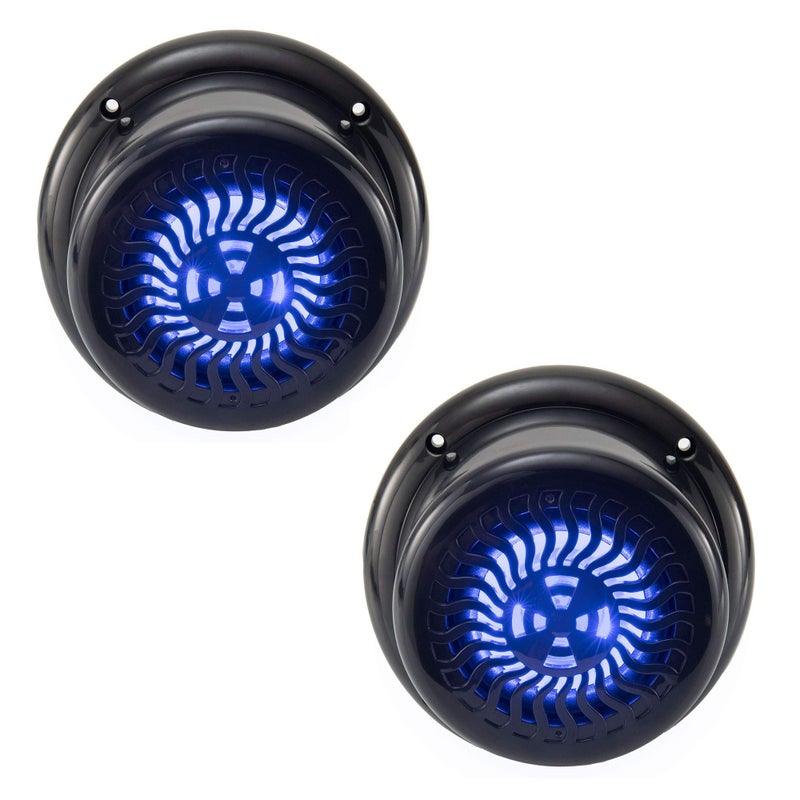 RecPro RV Flush Mount Speaker | Exterior 5.25" Black Wavy Blue LED | Waterproof (2 Pack) - Image 1