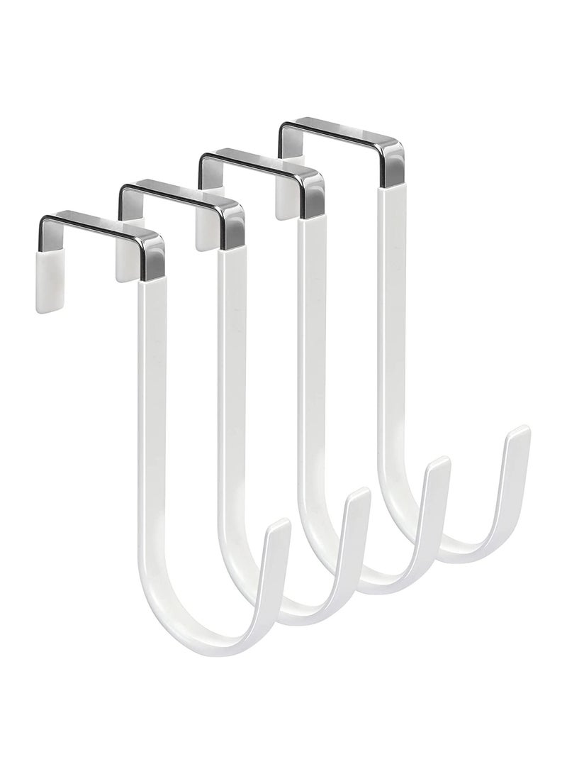 4 Pack Over the Door Hooks with Rubber Heavy Duty Organizer Hooks for Living Room Bathroom Bedroom Kitchen Ideal for Hanging Clothes Towels Hats Coats and Bags White  - Image 1