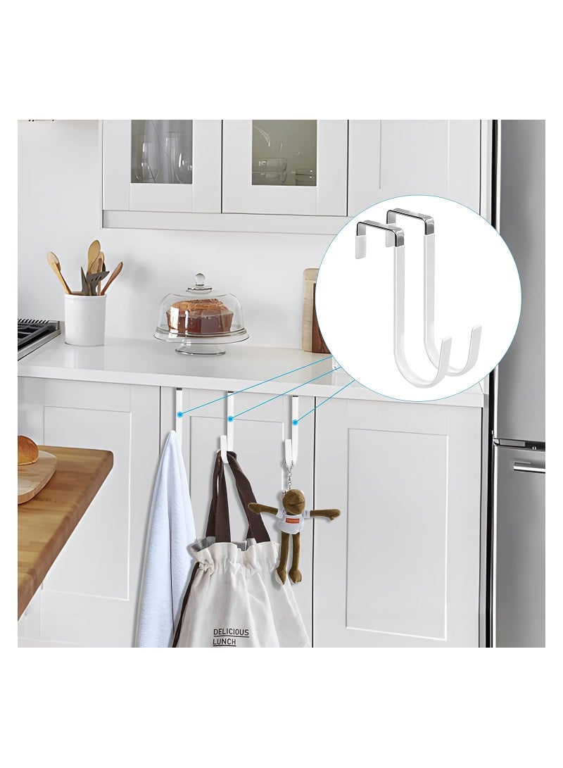 4 Pack Over the Door Hooks with Rubber Heavy Duty Organizer Hooks for Living Room Bathroom Bedroom Kitchen Ideal for Hanging Clothes Towels Hats Coats and Bags White