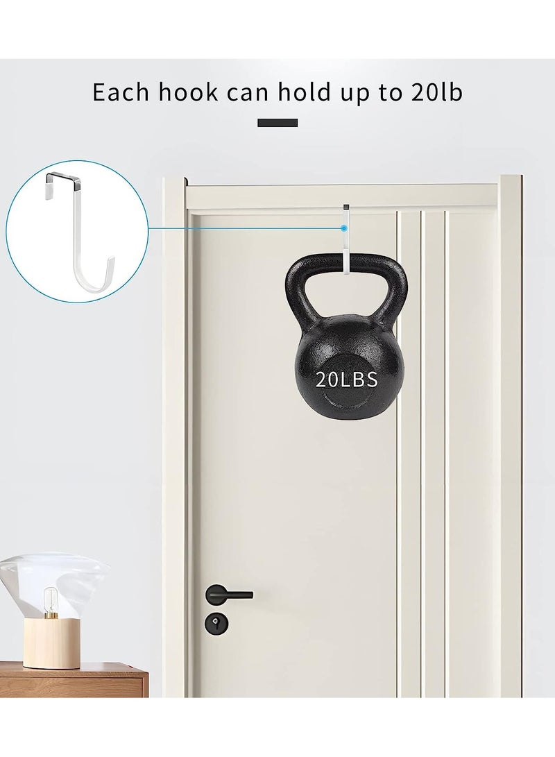 4 Pack Over the Door Hooks with Rubber Heavy Duty Organizer Hooks for Living Room Bathroom Bedroom Kitchen Ideal for Hanging Clothes Towels Hats Coats and Bags White  - Image 4