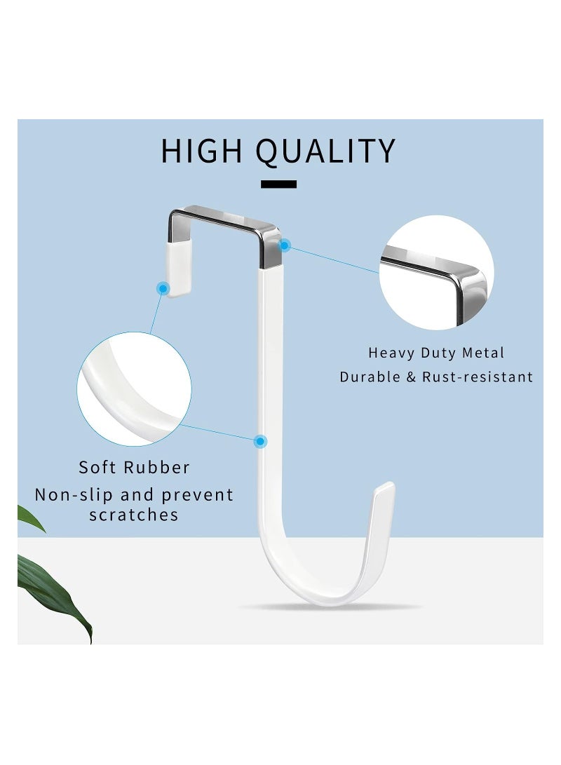 4 Pack Over the Door Hooks with Rubber Heavy Duty Organizer Hooks for Living Room Bathroom Bedroom Kitchen Ideal for Hanging Clothes Towels Hats Coats and Bags White  - Image 3