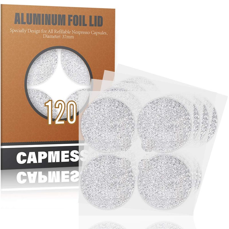 CAPMESSO Coffee Capsules Foil Seals Aluminum Lids Foil Stickers to Reuse Nespresso Original Capsules Refillable Pods Compatible with Nespresso Original Line Machines V2120 Lids37mm