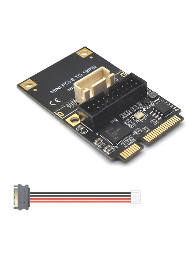 BURAQ Mini PCI-E To USB3.2 GEN1 Front 19Pin 2 Ports Transfer Card Supports Half High S 4PIN Electric Point  - Image 1