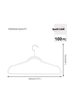 Red Dot Gift 100 Pieces White Non-Slip Velvet Hangers With 360 Degree Rotatable Hook,Durable and  Slim  - Image 4