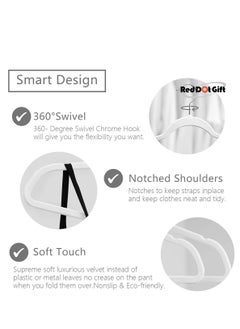 Red Dot Gift 100 Pieces White Non-Slip Velvet Hangers With 360 Degree Rotatable Hook,Durable and  Slim  - Image 2